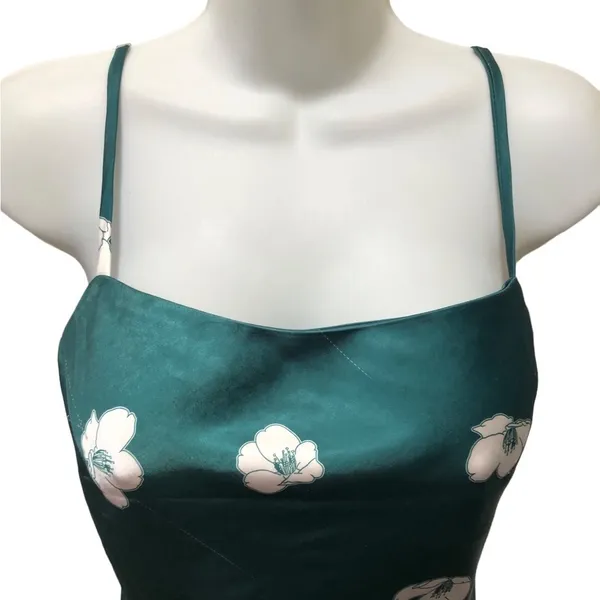 Princess Polly Ultra Mini Slip Dress Floral Print Size 2 Green White Whimsigoth - Image 4