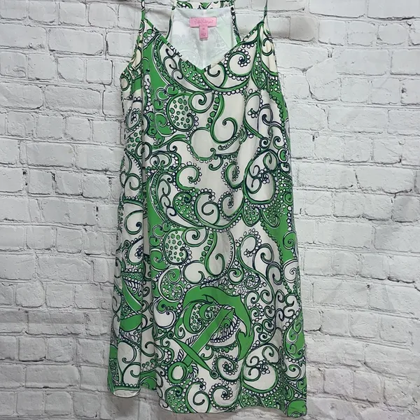 Lilly Pulitzer Green & White Paisley Dress Size XS - Image 2