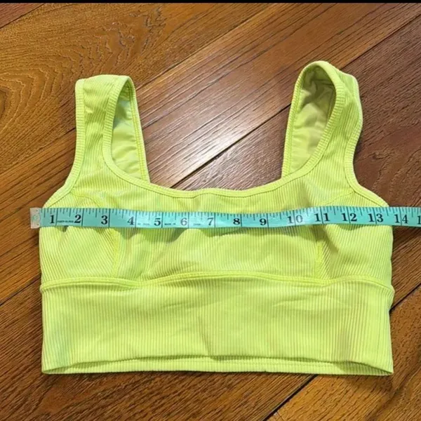 Free People Movement Neon Yellow Ribbed Sports Bra Size Small - Image 3