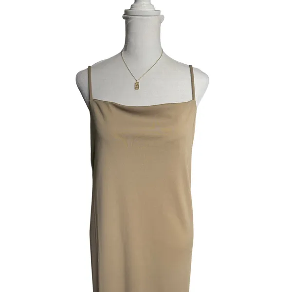 H&M Cream Beige Midi Slip Dress L NWT 90s Minimalist Clean Girl - Image 3