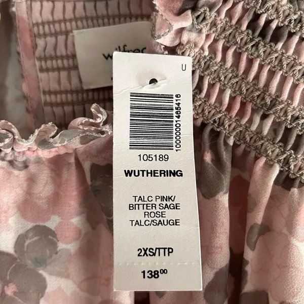 Aritzia Wilfred Wuthering Puff Sleeve Chiffon Blouse Pink/Bitter Sage 2XS NWT - Image 3