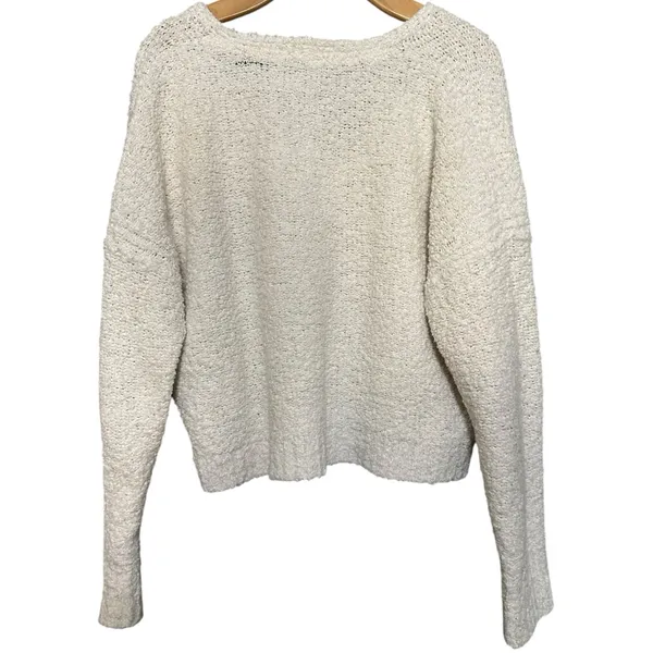 Free People Women’s Size S White Cotton Textured Boucle Knubby Sweater - Image 2