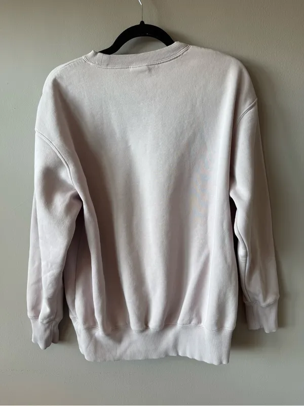 Nike Women’s Cotton Middle Check Loose Fit‎ Crew Neck Sweatshirt Gray Size XS - Image 7