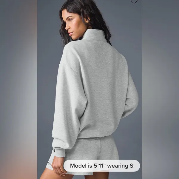 ALO Yoga NWOT Accolade 1/4 Zip Pullover Athletic Heathered Grey Size S - Image 2