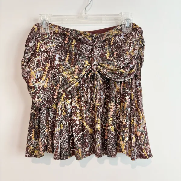 Free‎ People Saturday Sun Mini Skirt mixed print size 8 - Image 2