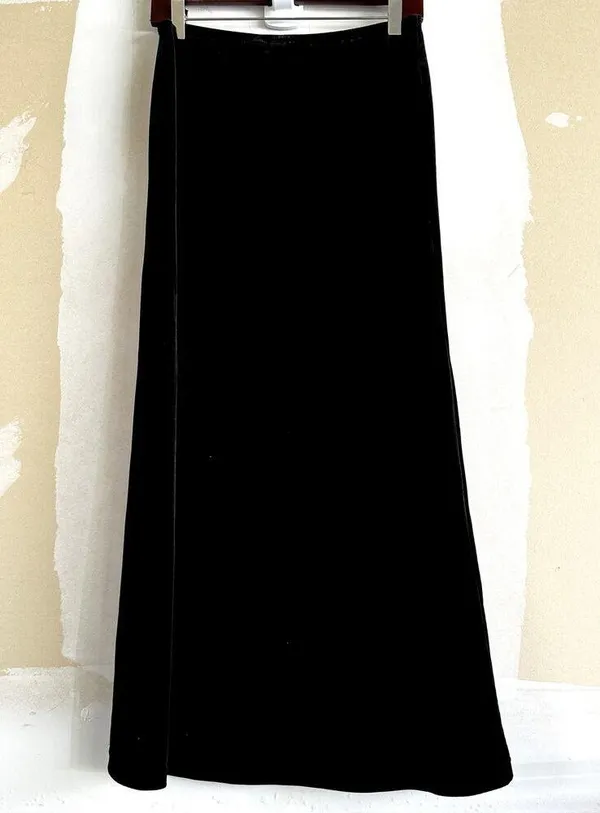 VTG Old Navy Velour A Line Midi Skirt Y2k Stretch Velvet Pull On Casual Medium - Image 4