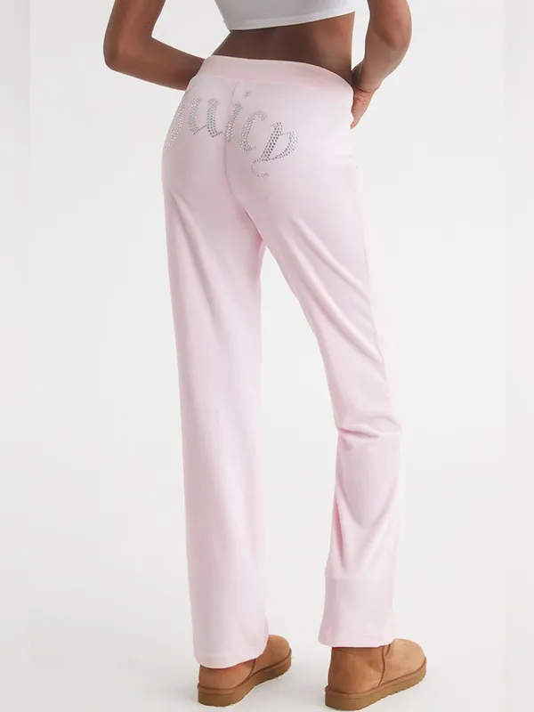Juicy Couture Pink Og Big Bling Velour Track Pants Size Small - Image 2
