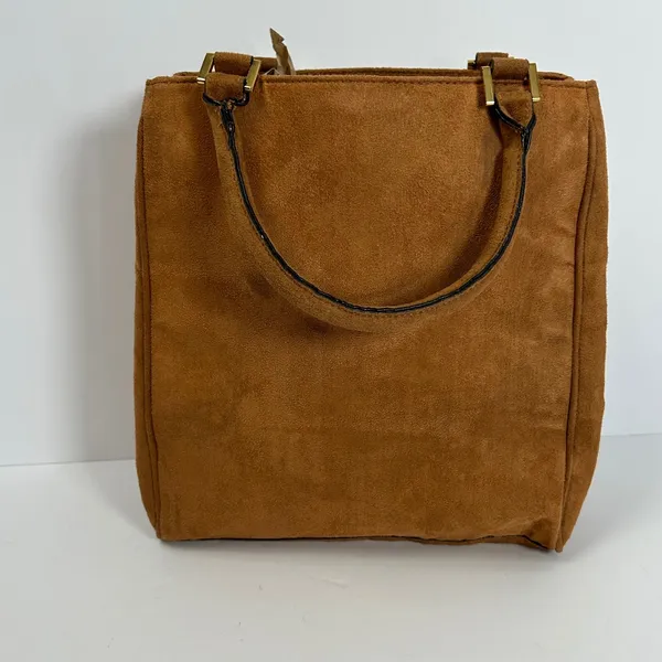 Victoria's Secret Angel Brown Faux Suede‎ Tote Bag Trellis Lining Vintage Y2k - Image 6