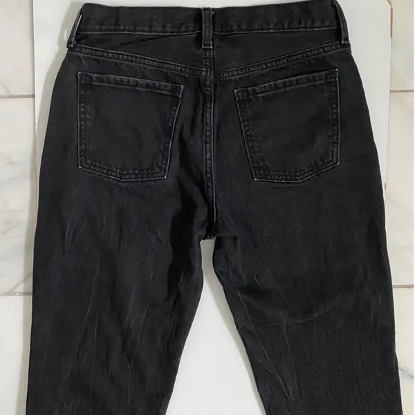 Old Navy Womens High Rise Slouchy Straight Distressed Black Cotton‎ Jeans Size 8 - Image 7