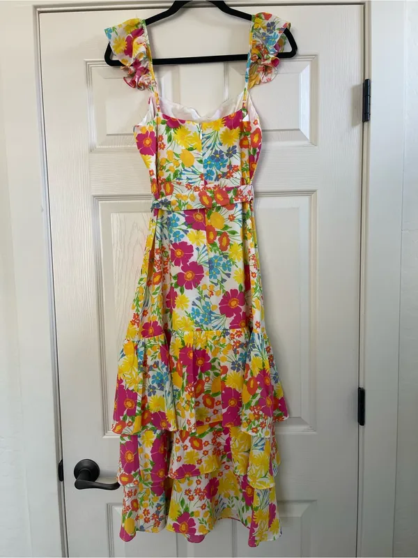 NWT Women’s Baltic Born Dani Ruffle Tiered Midi Dress | Multi Floral Size M - Image 9