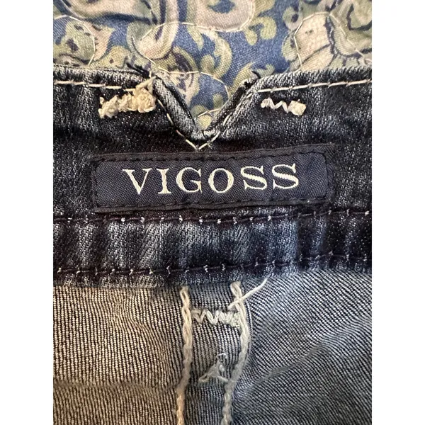 Vigoss The New York Bootcut Jeans Medium Wash Sequin Embroidered Flap Pocket 32 - Image 7