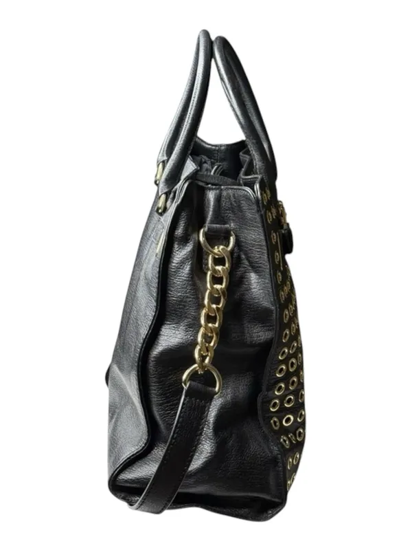 Michael KORS 𖦹 Limited Edition Grommet Large NS Satchel Handbag 𖦹 Black Leather - Image 3