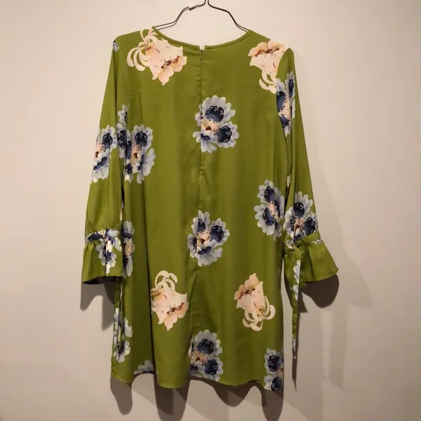 LOFT Floral Long Sleeve Green Midi Dress - Image 5