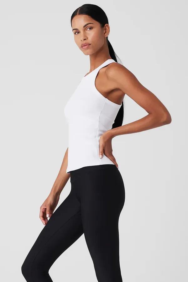 Alo Yoga white Ribbed Devoted Tank XS NWT - Image 4