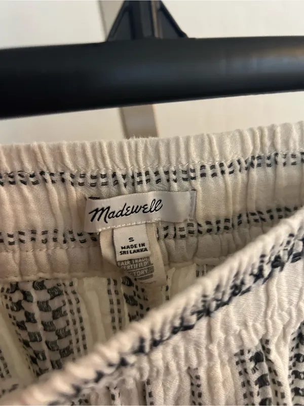 Madewell Lightspun Balloon Pull-On Pants Size Small White Black - Image 3