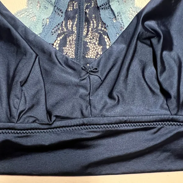 Aerie Navy Blue Lace Strap Bralette Womens Large Ajustable Lined Racerback - Image 2
