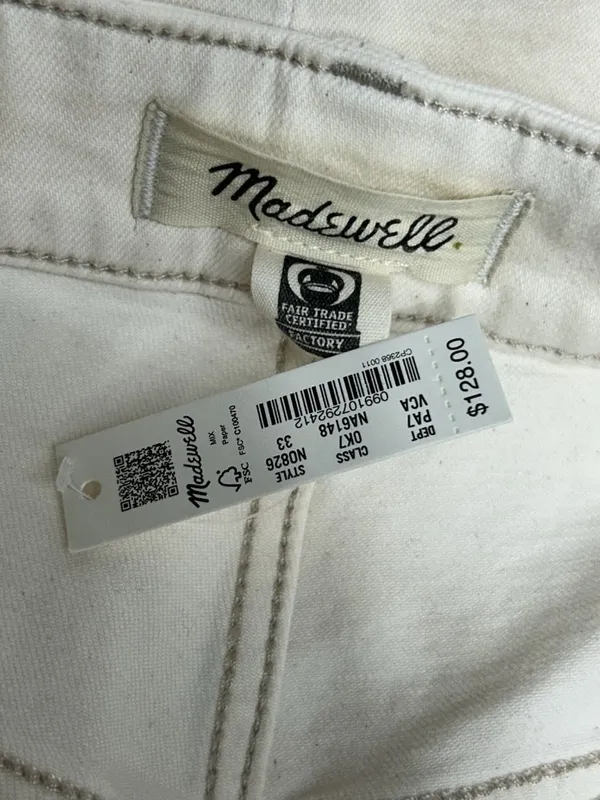 Madewell Curvy 90s Straight Jeans Size 33 Off White Ivory Sz 33 (actual 35x30) - Image 6