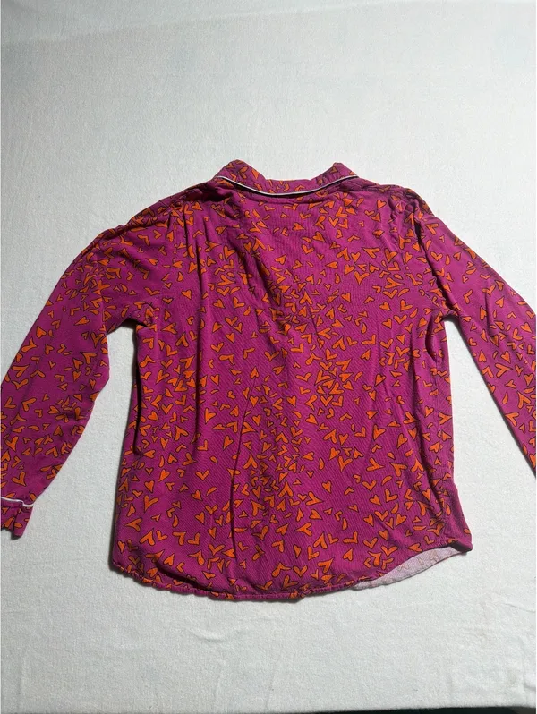 DKNY Women's Small Pink and Orange Heart Print Pajama Set - Image 6