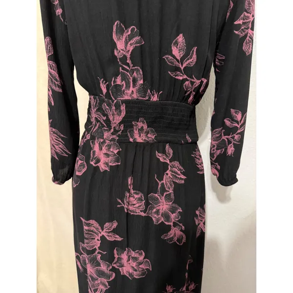 Whimsical‎ American Rag Midi Dress S Black Pink Floral Smocked Waist High-Low - Image 17