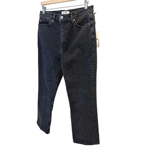 RE/DONE The 70's Crop Boot Jeans sz 31 Black Stoned Noir Stretch NWT inseam 28" - Image 4