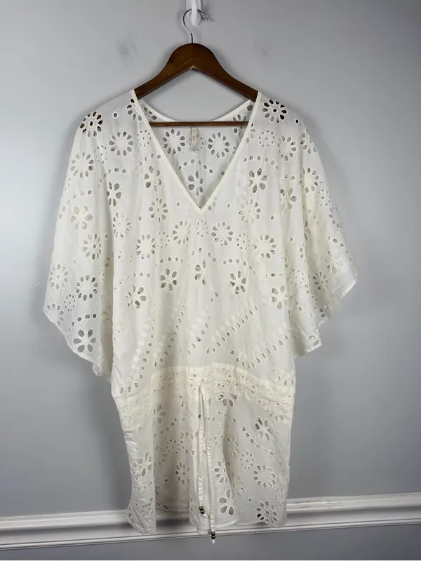 Vix Paula Hermanny white eyelet swim coverup size large - Image 2