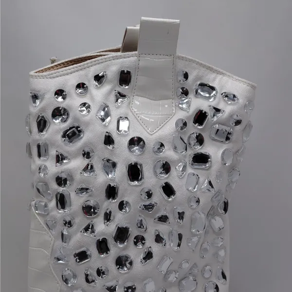 Lauren Lorraine Hana Rhinestone Cowboy Boots White Western Glam Size 10 Cowgirl - Image 4