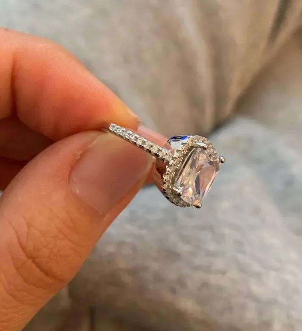Real Silver 2Ct 1.5 cushion square engagement wedding 925 silver ring - Image 6