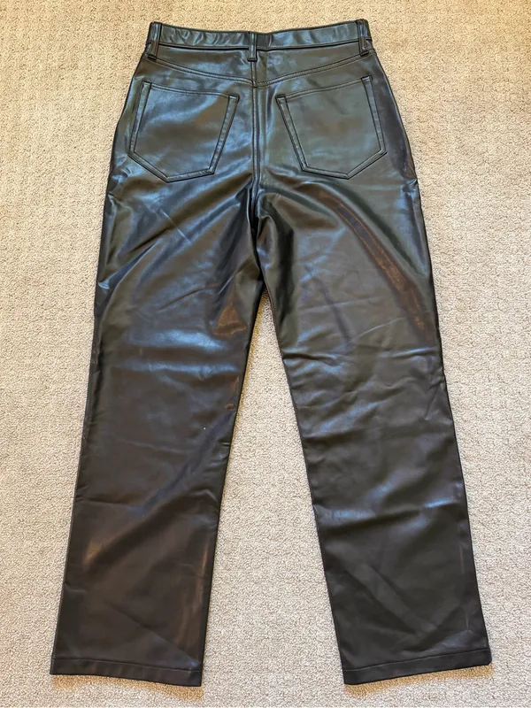 Abercrombie & Fitch The 90’s Ultra High Rise Straight Black Faux Leather Pants - Image 5