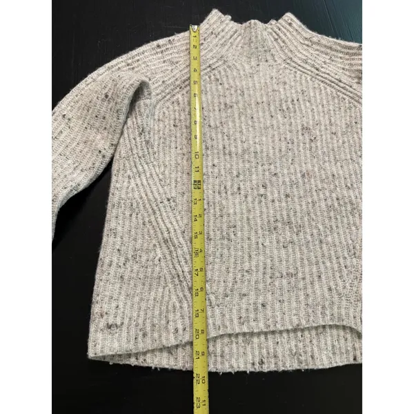 Madewell Donegal Ribbed Mock‎ Neck Sweater Cream Grey Flecked XS Pullover - Image 2