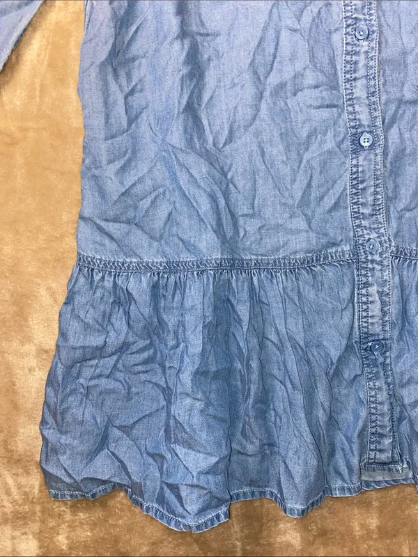 beachlunchlounge Light Blue Denim Button-Front Dress - Image 5