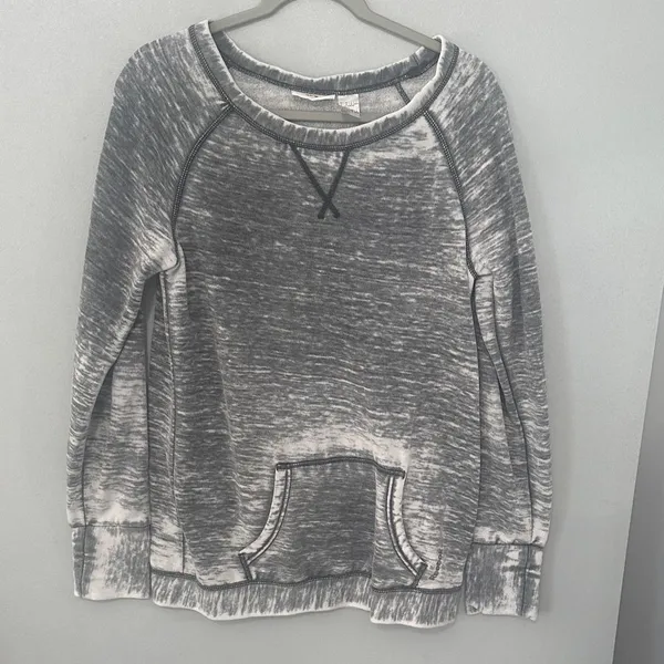 Reebok Womens Sweatshirt Gray Acid Wash Raglan Fleece Pullover Medium - Image 2