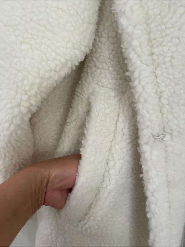 Fabletics Cream Teddy Longline Coat - Image 6