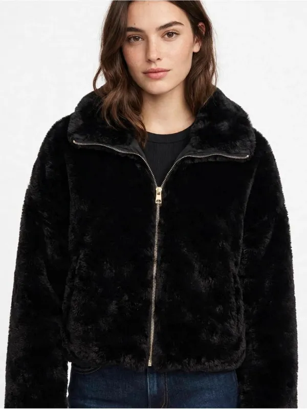 Zara Black Teddy Zip-Front Jacket - Image 6