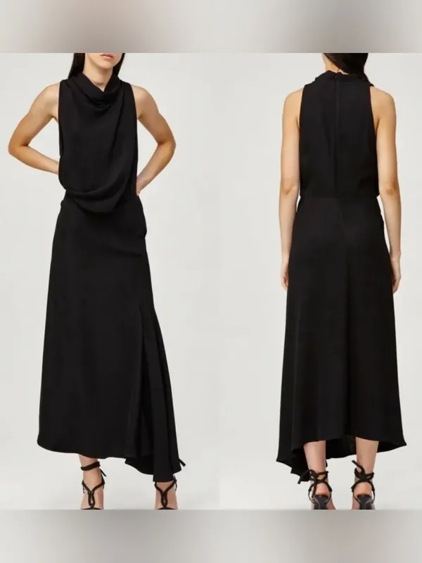 Acler Black Draped Cowl Maxi Dress Size 2 - Image 2