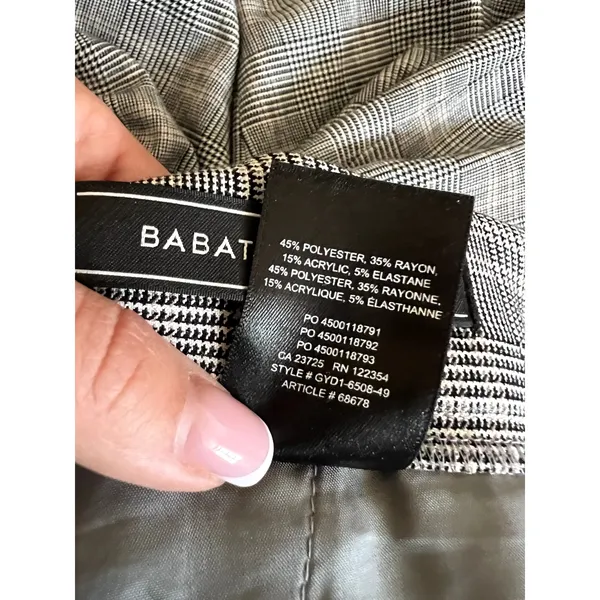 Aritzia Babaton Conan Pants Cropped Gray Check High Rise Pull On Plaid Size 8 - Image 8