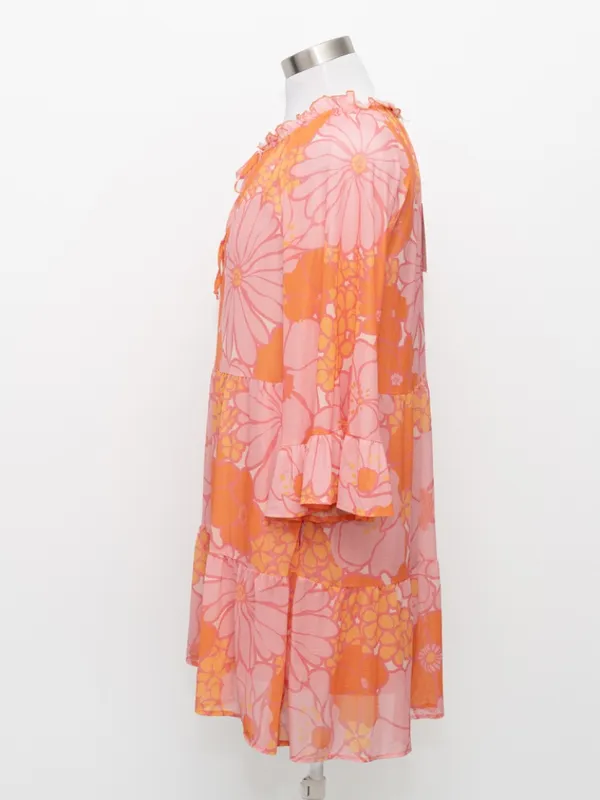 Show Me Your Mumu -‎ Viola Floral Mini Dress | Retro Pink & Orange Floral Print - Image 6