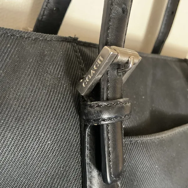 Vintage Coach F3K-9321 Black Twill Leather Trim Tote Shoulder Bag Y2K - Image 13