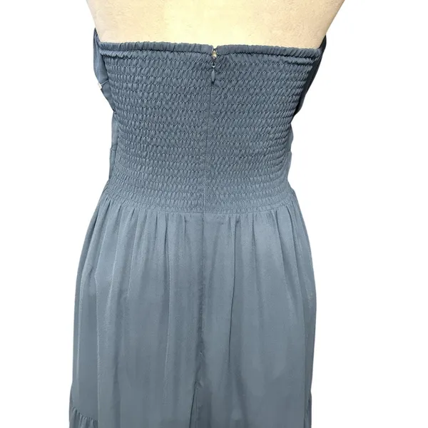 WAYF Talia Tiered Maxi Dress Strapless Smocked Stretchable Bodice Blue W M NWOT - Image 6