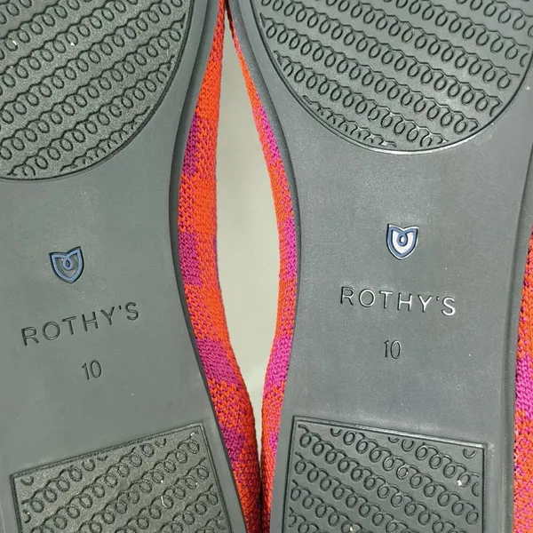 Rothys Size-10 Women Ballet Flat The‎ Square Pomegranate Gingham Orange Plaid - Image 4
