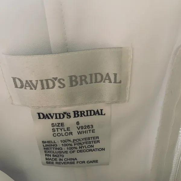 David's Bridal White Organza Wedding Dress - Image 7