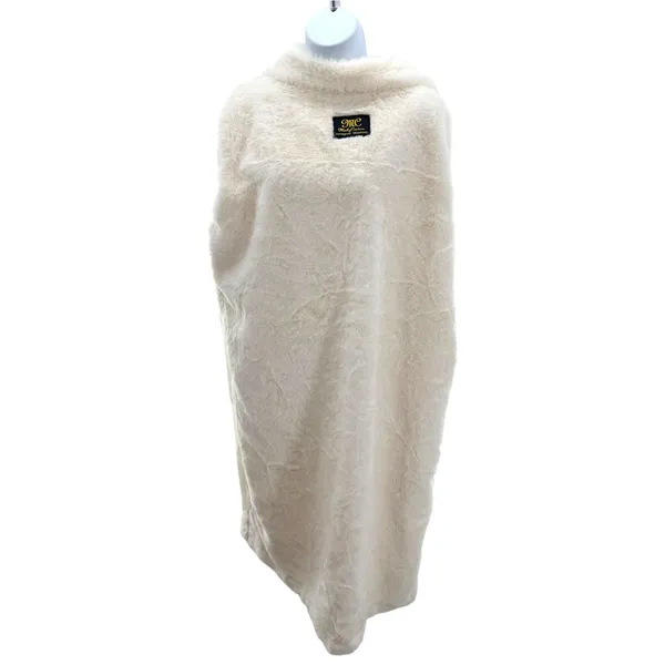 Minky Couture Satin Cream Robe S Faux Fur Plush Luxury Bathrobe Loungewear Cozy - Image 9