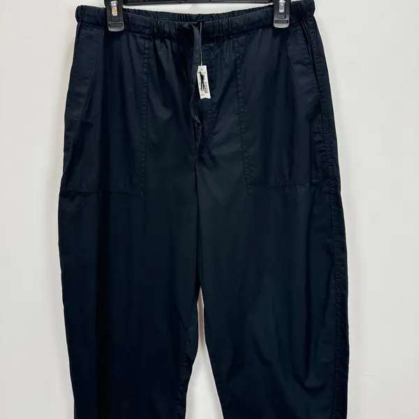 Madewell Pull-On Barrel-Leg Utility Pants in Poplin Cotton Black Wide Leg M NWT - Image 7