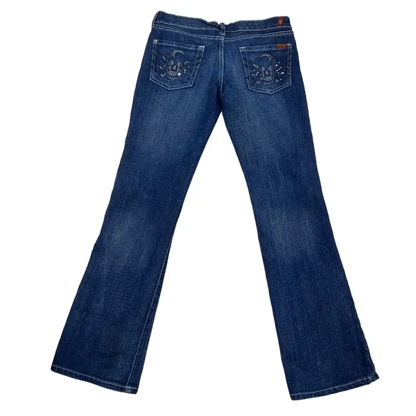 7 For All Mankind Embroidered Skeleton Spider Bootcut Jeans - Image 4