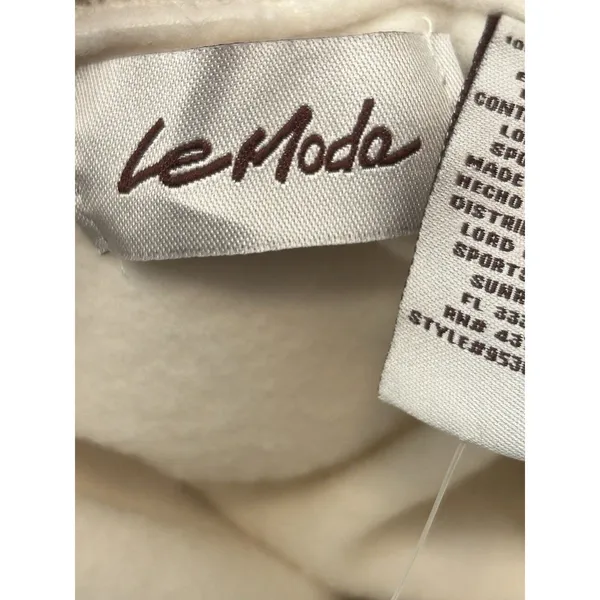 Le Moda Ivory Fleece Faux Fur Trim Zip Cape Poncho Pom Poms Pockets One Size NWT - Image 7