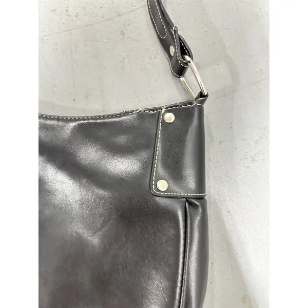 Nine West Accessories Black Faux Leather Shoulder Bag White Stitching Hobo Purse - Image 3