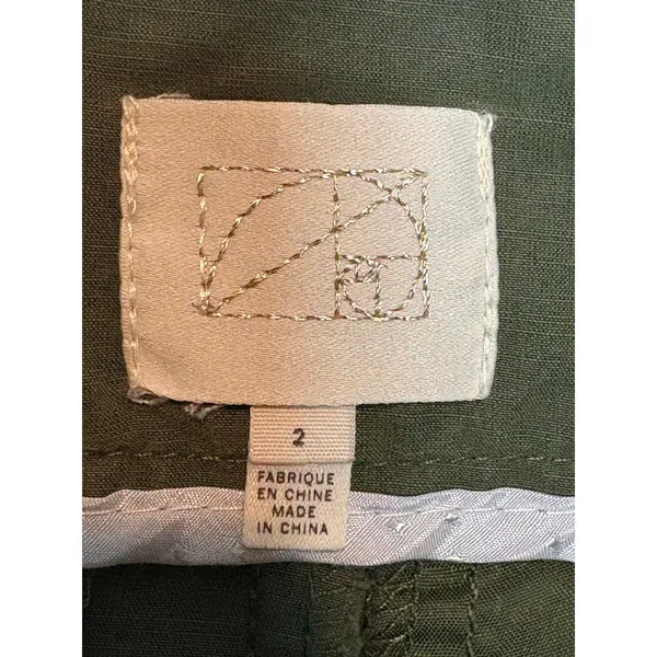 Anthropologie Coquille Olive Green Paperbag Waist Tapered Ankle Pants with Tie - Image 9