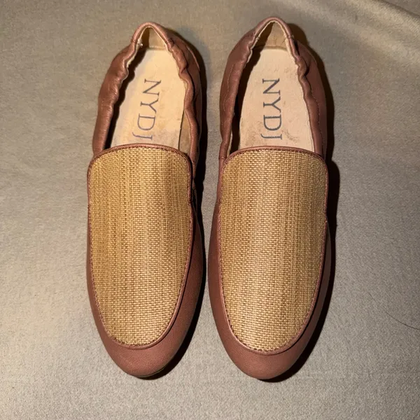 NYDJ Douglas Rose Gold Leather Woven Vamp Loafers Pointed Toe Flats Womens 7.5M‎ - Image 4