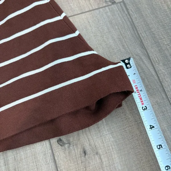 Striped Sweater Sweat Shorts brown‎ white size small - Image 5
