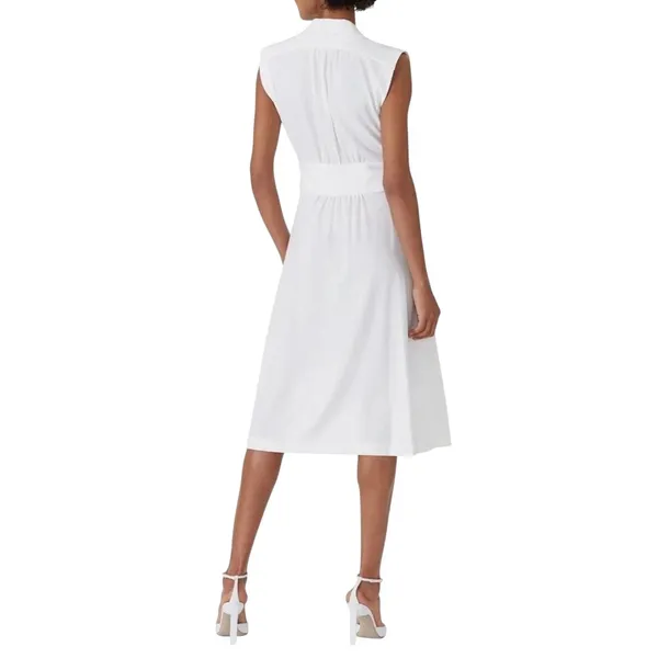 ba&sh Lady Dress Women XS Off-White‎ Sleeveless Button Front Midi Parisian Chic - Image 2