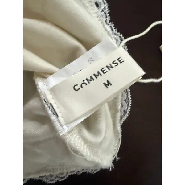 NWOT Commense Crushed Velvet Lace Ivory Cami Tank Top M - Image 8